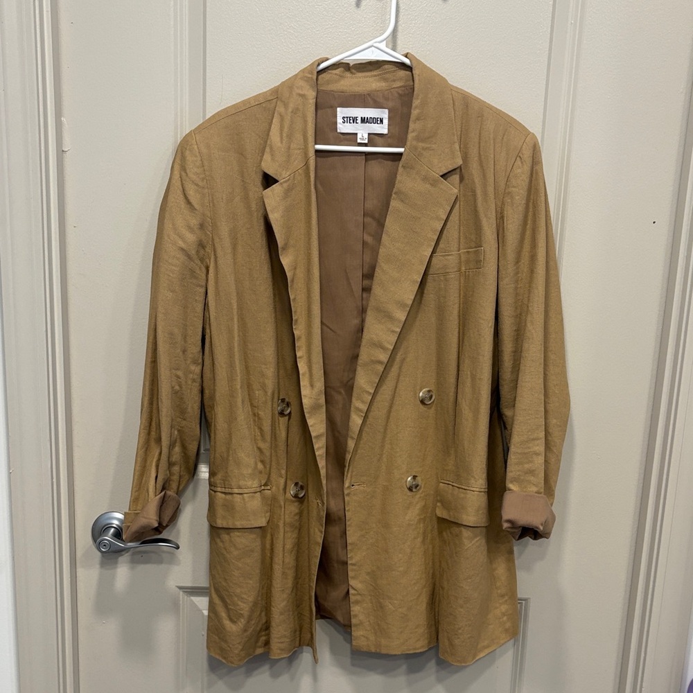 Steve Madden Camel Double-Breasted Blazer